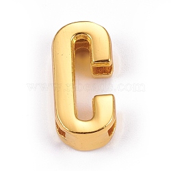 Alloy Slide Charms, Cadmium Free & Lead Free, Golden, Letter C, 21x10x6.5mm, Hole: 3x18mm(PALLOY-I201-01G-C)