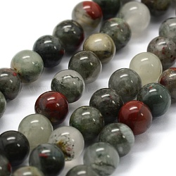 Natural African Bloodstone Beads Strands, Heliotrope Stone Beads, Round, 6mm, Hole: 0.8mm, about 57pcs/strand, 14.9 inch(38cm)(X-G-G763-08-6mm)