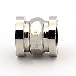 Stainless Steel Beads, Large Hole Column Grooved Beads, Stainless Steel Color, 10x10mm, Hole: 6mm(STAS-M003-14P)