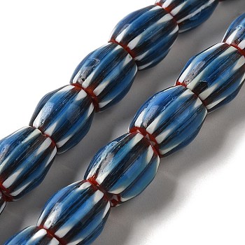 Handmade Lampwork Beads, Rondelle, Steel Blue, 9~14x8~13mm, Hole: 2mm, about 53~61pcs/strand, 25~25.98''(63.5~66cm)