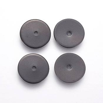 304 Stainless Steel Spacer Beads, Disc, Electrophoresis Black, 6x0.7mm, Hole: 1.1mm