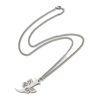 201 Stainless Steel Necklaces, Letter J, 23.74 inch(60.3cm) p: 36x23.5x1.3mm