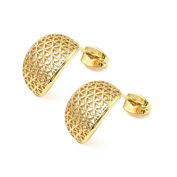 Brass Stud Earrings, Long-Lasting Plated, Lead Free & Cadmium Free, Twist Oval, Real 18K Gold Plated, 15x11mm
