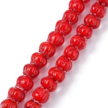 Handmade Lampwork Beads, Flower, Red, 11x12mm, Hole: 2mm, about 30pcs/strand, 12.40 inch(31.5cm)