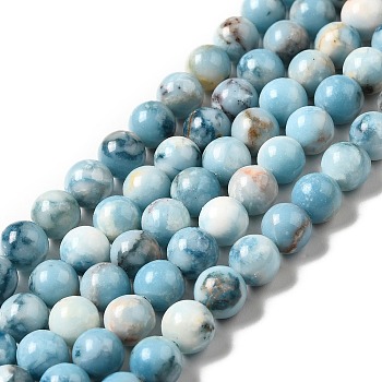 Natural Gemstone Beads Strands, Imitation Larimar, Dyed, Round, Sky Blue, 8~8.5mm, Hole: 1.2mm, about 48pcs/strand, 15.39 inch(39.1cm)