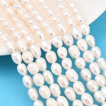 Natural Cultured Freshwater Pearl Beads Strands, Rice, Grade 3A, Beige, 6~7mm, Hole: 0.6mm, about 36~42pcs/strand, 13.74''(34.9cm)~14.13''(35.9cm)