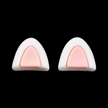 Cute Opaque Resin Cabochons, Cartoon Cat' s Ears, White, 13.5~14x15x6mm