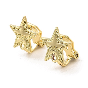 Alloy Clip-on Earring Findings, with Horizontal Loops, for Non-pierced Ears, Star, Golden, 14.5x13.5x12mm, Hole: 1mm