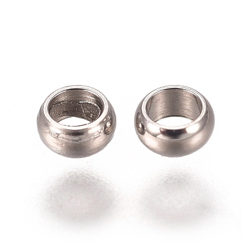 201 Stainless Steel Spacer Beads, Flat Round, Stainless Steel Color, 2x0.9mm, Hole: 1.2mm