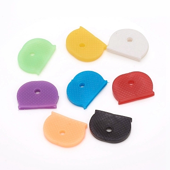 Plastic Key Cap Covers Rings, Key Identifier Tag Covers, Random Single Color or Random Mixed Color, 19x25x4mm, Hole: 1.5x20mm and 4mm, about 24pcs/bag