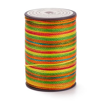Round Waxed Polyester Thread String, Micro Macrame Cord, Twisted Cord, for Leather Sewing Stitching, Colorful, 0.8mm, about 54.68 Yards(50m)/Roll