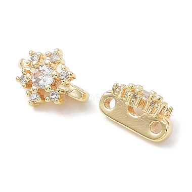 Real 18K Gold Plated Clear Flower Brass+Cubic Zirconia Slide Charms
