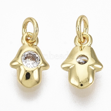 Real 18K Gold Plated Clear Palm Brass+Cubic Zirconia Charms