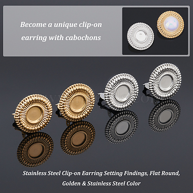 8Pcs 2 Colors 304 Stainless Steel Clip-on Earring Setting Findings(STAS-UN0038-09)-5