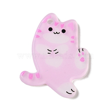 Pearl Pink Cat Shape Acrylic Pendants