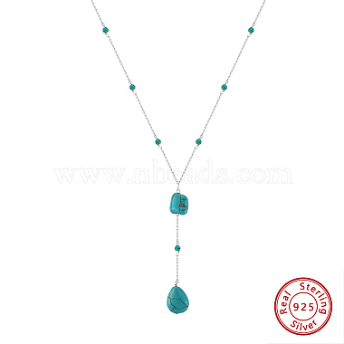 colliers avec pendentif en forme de larme de turquoise naturelle(NJEW-L125-004P)-1