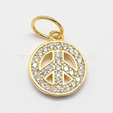 CZ Brass Micro Pave Cubic Zirconia Peace Sign Charms(ZIRC-L018-05)-2