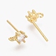 Brass Micro Pave Clear Cubic Zirconia Stud Earring Findings(ZIRC-L098-042G)-2