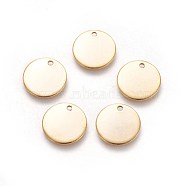 304 Stainless Steel Charms, Flat Round, Stamping Blank Tag, Golden, 15x1mm, Hole: 1.6mm(STAS-I098-06)