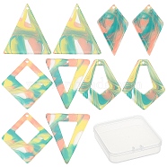 SUNNYCLUE 20Pcs 5 Style Acrylic Pendants, for DIY Bracelet Necklace Earring Jewelry Craft Making, Gradient Color, Triangle & Kite & Rhombus, Colorful, 4pcs/style(MACR-SC0001-07)