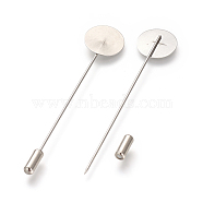 304 Stainless Steel Brooch Findings, Stainless Steel Color, Tray: 15mm, 77x15mm, pin: 1mm(X-STAS-S066-01)