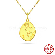 Birth Flower Style 925 Sterling Silver Pendant Necklaces, Real 14K Gold Plated, 17.91 inch(45.5cm)(STER-M116-05H-G)