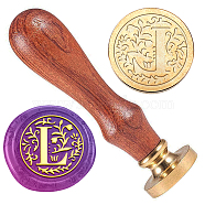 Wax Seal Stamp Set, Golden Tone Sealing Wax Stamp Solid Brass Head, with Retro Wood Handle, for Envelopes Invitations, Gift Card, Letter L, 83x22mm, Stamps: 25x14.5mm(AJEW-WH0208-1002)