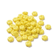 Opaque Acrylic Flower Beads, Yellow, 10x5mm, Hole: 1.5mm(X-SACR-R821-06)