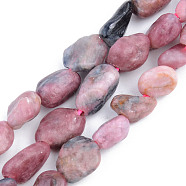 Natural Rhodonite Beads Strands, Nuggets, 5~13x5~10x3~8mm, Hole: 1mm, about 40~60pcs/strand, 14.57 inch~15.74 inch(37~40cm)(G-S359-146)