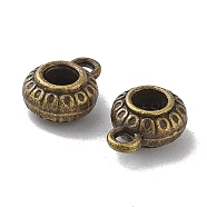 Tibetan Style Alloy Tube Bails, Loop Bails, Cadmium Free & Lead Free, Flat Round, Antique Bronze, 12x9x5mm, Hole: 1.4mm, Inner Diameter: 3.3mm,  about 769pcs/1000g(FIND-A035-14AB)