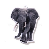 Printed Opaque Acrylic Pendants, Animal Theme, Elephant, 34.5x25.5x2mm, Hole: 1.5mm(SACR-G029-01F)