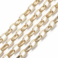 Unwelded Iron Cable Chains, with Spool, Light Gold, 12.5x8.4x3mm, about 32.8 Feet(10m)/roll(CH-S125-15A-05)