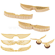 SUPERFINDINGS 3 Bags 3 Style Paper Cake Insert Card Decoration, for Cake Decoration, Wings, Gold, 15~20x119~120x0.5mm, 50pcs/bag, 1bag/style(AJEW-FH0001-80)
