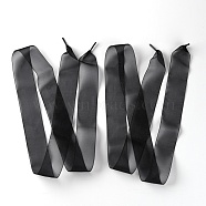 (Clearance Sale)Flat Transparency Polyester Chiffon Shoelaces, Black, 1200x40mm, 2pcs/pair(DIY-WH0265-04Q)