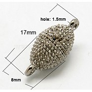 Alloy Magnetic Clasps with Loops, Oval, Platinum, 17x8mm, Hole: 1.5mm(PALLOY-H379-N)