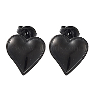 304 Stainless Steel Stud Earrings, Heart, Black, 13.5x13mm(EJEW-P258-07EB)