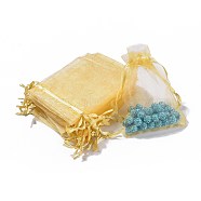 Organza Gift Bags with Drawstring, Jewelry Pouches, Wedding Party Christmas Favor Gift Bags, Goldenrod, 12x9cm(OP-R016-9x12cm-15)