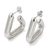 304 Stainless Steel Triangle Stud Earrings, Half Hoop Earrings, Stainless Steel Color, 29x6mm(EJEW-Z022-11P)