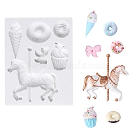 Merry-go-Round/Carousel Food Grade DIY Silicone Molds, Fondant Molds, Baking Molds, Chocolate, Candy, Biscuits, UV Resin & Epoxy Resin Jewelry Making, Snow, 109x85x9mm(DIY-M017-04)