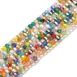 Transparent Glass Beads, Faceted, Round, Mixed Color, 4.5x4mm, Hole: 1mm, about 94~95pcs/strand, 13.98''(35.5cm)(EGLA-A035-T4mm-HB01)