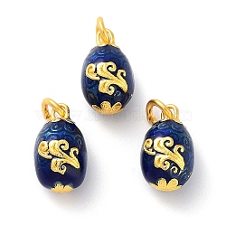 Alloy Enamel Charms, with Jump Ring, Golden, Oval Charm, Dark Blue, 14x9mm, Hole: 4mm(ENAM-A001-01B)