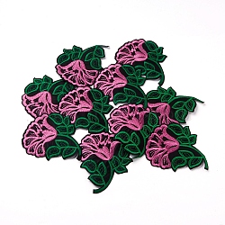 Computerized Embroidery Cloth Iron on/Sew on Patches, Costume Accessories, Appliques, Flower, Pink, 97x83x0.6mm(DIY-XCP0001-06)