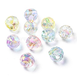 UV Plating Iridescent Acrylic Beads, Faceted, Round, Mixed Color, 13x15mm, Hole: 3mm(OACR-R256-05)