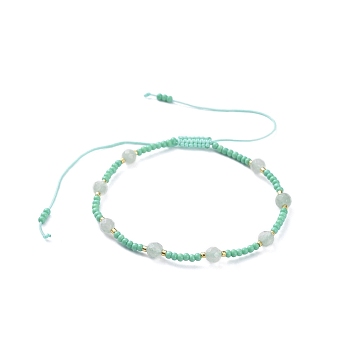 Adjustable Braided Bead Bracelets, with Nylon Thread, Glass Seed Beads, Natural Green Aventurine Beads, 2 inch~3-3/4 inch(5~9.7cm)