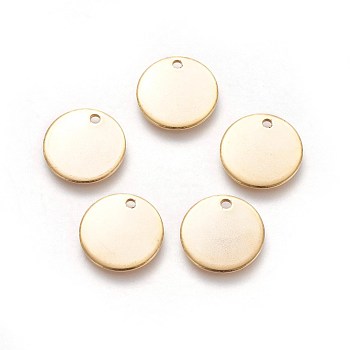 304 Stainless Steel Charms, Flat Round, Stamping Blank Tag, Golden, 15x1mm, Hole: 1.6mm