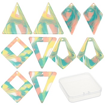 20Pcs 5 Style Acrylic Pendants, for DIY Bracelet Necklace Earring Jewelry Craft Making, Gradient Color, Triangle & Kite & Rhombus, Colorful, 4pcs/style