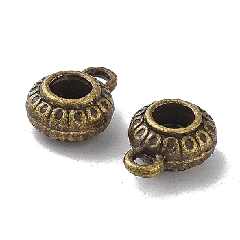 Tibetan Style Alloy Tube Bails, Loop Bails, Cadmium Free & Lead Free, Flat Round, Antique Bronze, 12x9x5mm, Hole: 1.4mm, Inner Diameter: 3.3mm,  about 769pcs/1000g
