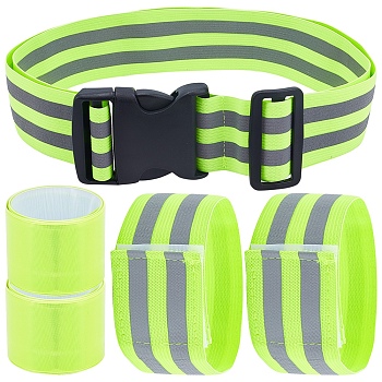 Gorgecraft 7Pcs 4 Style Polyester Reflective Hip Belt, with Plastic Buckles, Night Running, Mixed Color