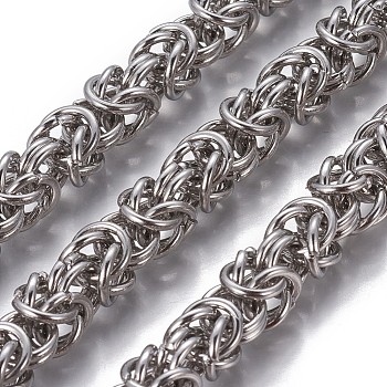 304 Stainless Steel Byzantine Chains, Unwelded, Stainless Steel Color, 8mm
