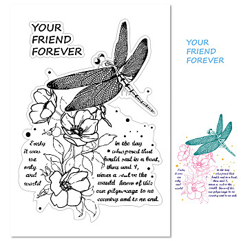 Custom PVC Plastic Clear Stamps, for DIY Scrapbooking, Photo Album Decorative, Cards Making, Stamp Sheets, Film Frame, Dragonfly, 160x110x3mm